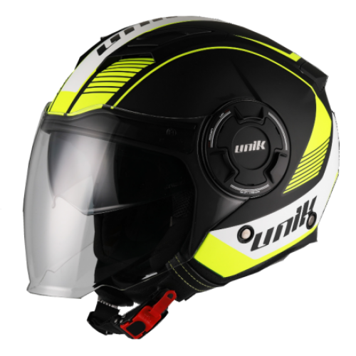 CAPACETE UNIK JET CJ-11 WOLF - PRETO / AMARELO FLUO
